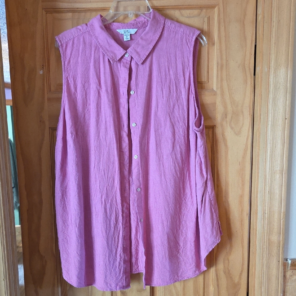 Croft & Barrow Pink Sleeveless Boxy Button Down Shirt